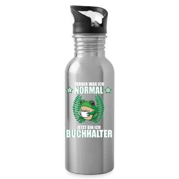 Lustiges Buchhalter Spruch Frosch Kaffee - Trinkflasche mit integriertem Trinkhalm - Lightsilver - Rechts