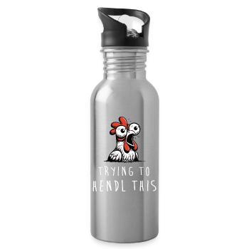trying to hendl this huhn spruch dialekt mundart - Trinkflasche mit integriertem Trinkhalm - Lightsilver - Rechts