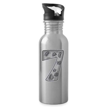 7 Number Seven Number Symbol Sign - Water bottle with straw - silver - Right