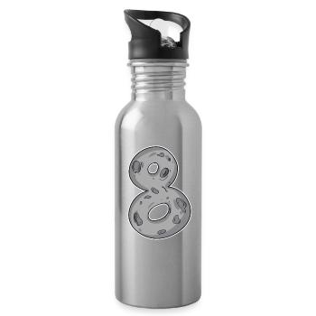 Number 8 Number Eight Moon Motif - Water bottle with straw - silver - Right