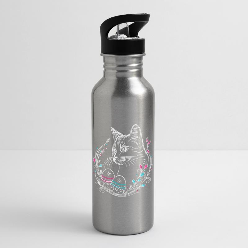 Cat Easter Easter Eggs Easter Cat Water bottle with straw