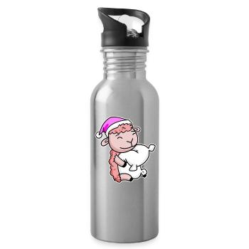 Mouton Fatigué Dormir Fille Endormie - Gourde avec paille intégrée - argent clair - Droite