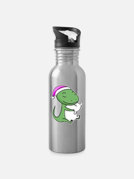 Eidechse Müde Ausschlafen Schlafen Mädchen - Trinkflasche mit integriertem Trinkhalm - Lightsilver