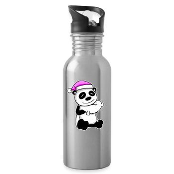 Panda Fatigué Endormi Fille Endormie - Gourde avec paille intégrée - argent clair - Droite