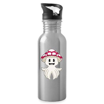 Octopus Mushroom - Water bottle with straw - silver - Right