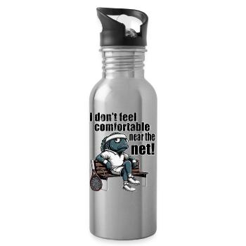 Tennis Netzspieler Fisch Funny Tasse - Trinkflasche mit integriertem Trinkhalm - Lightsilver - Rechts