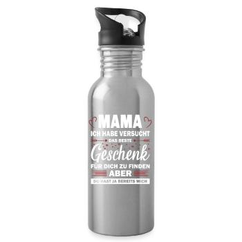 Beste Mama Geschenk Lustiger Spruch Kinder - Trinkflasche mit integriertem Trinkhalm - Lightsilver - Rechts