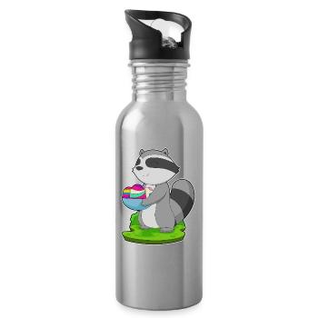 Waschbär Ostern Ostereier - Trinkflasche mit integriertem Trinkhalm - Lightsilver - Rechts