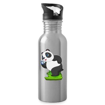 Panda Jogger Joggen Sport - Trinkflasche mit integriertem Trinkhalm - Lightsilver - Rechts