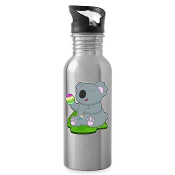 Coloriage de Pâques du koala - Gourde avec paille intégrée - argent clair - Droite
