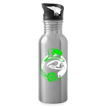 Paresseux de la Saint-Patrick avec trèfle et chapeau - Gourde avec paille intégrée - argent clair - Droite