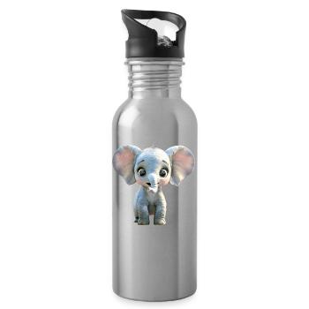 Elephant Africa Safari Wilderness Love Cute Elephant - Water bottle with straw - silver - Right