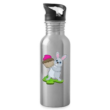 Cupcake lapin - Gourde avec paille intégrée - argent clair - Droite