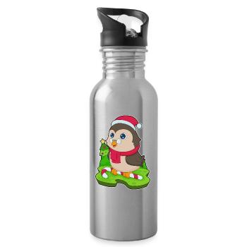 Hibou Noël Candy Cane - Gourde avec paille intégrée - argent clair - Droite