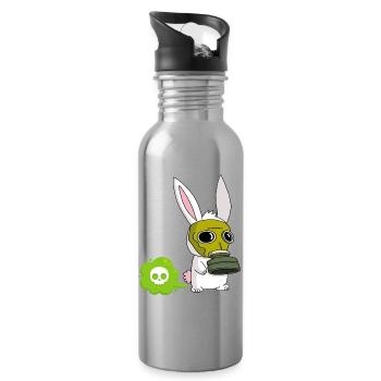 Lapin qui pète - Gourde avec paille intégrée - argent clair - Droite