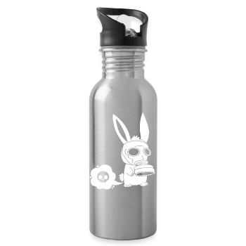 Lapin blanc qui pète - Gourde avec paille intégrée - argent clair - Droite