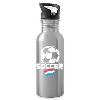 Icône de l’équipe de football des Pays-Bas Flag Soccer Ball - Gourde avec paille intégrée - argent clair - Droite