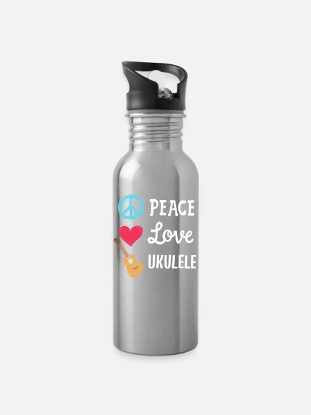 Ukulele Ukulele-Spieler - Trinkflasche mit integriertem Trinkhalm - Lightsilver