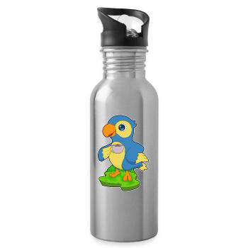 Parrot Cup of Coffee - Water bottle with straw - silver - Right
