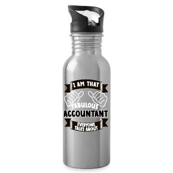 Accountant Funny Saying Gift - Water bottle with straw - silver - Right