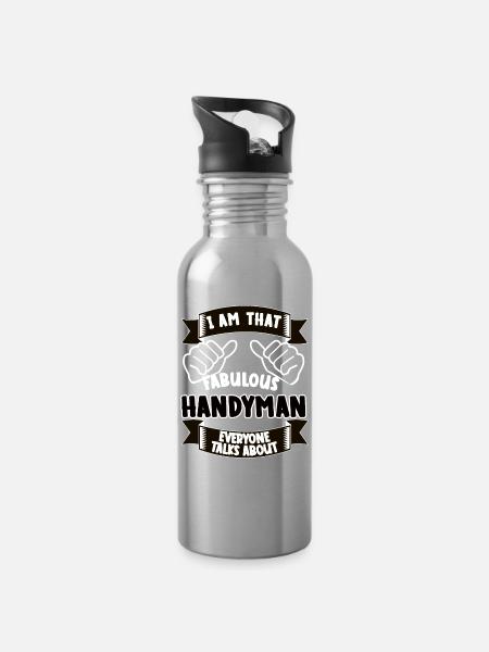 Handwerker Lustiger Spruch Geschenkidee - Trinkflasche mit integriertem Trinkhalm - Lightsilver