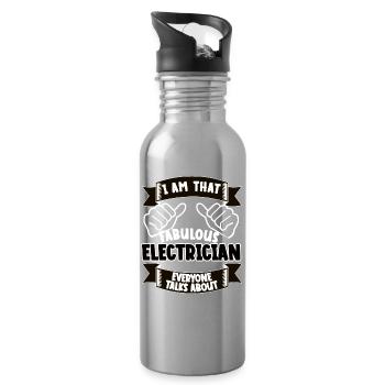 Elektriker Lustiger Spruch Geschenkidee - Trinkflasche mit integriertem Trinkhalm - Lightsilver - Rechts