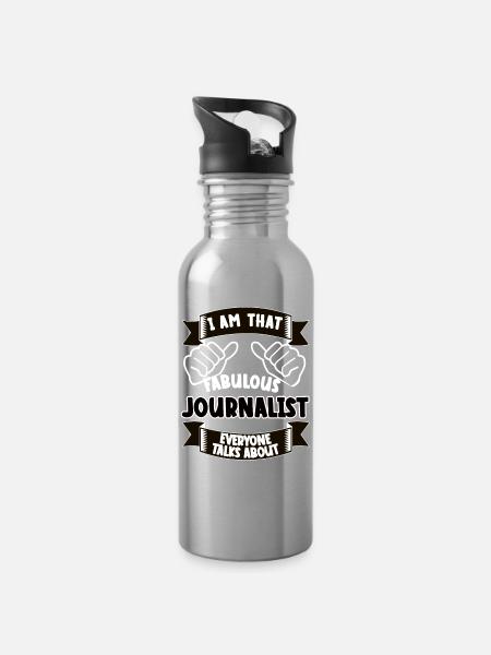 Journalist Lustiger Spruch Geschenkidee - Trinkflasche mit integriertem Trinkhalm - Lightsilver