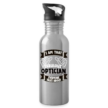 Optician Profession Funny Saying Gift - Water bottle with straw - silver - Right