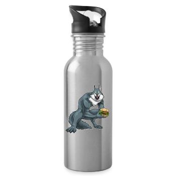 Werwolf Halloween Cheeseburger - Trinkflasche mit integriertem Trinkhalm - Lightsilver - Rechts