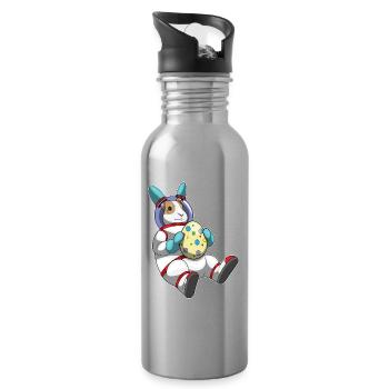 Hase Ostern Astronaut - Trinkflasche mit integriertem Trinkhalm - Lightsilver - Rechts