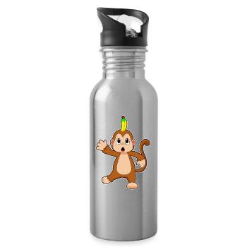 Banane Singe - Gourde avec paille intégrée - argent clair - Droite