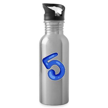5 Bleu - Gourde avec paille intégrée - argent clair - Droite