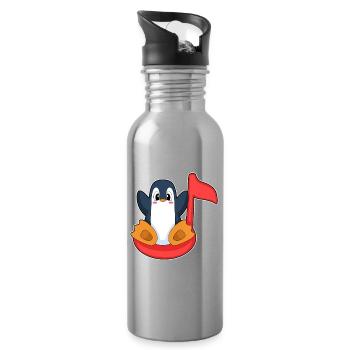 Note musicale du Pingouin - Gourde avec paille intégrée - argent clair - Droite