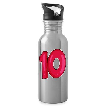 10 - Trinkflasche mit integriertem Trinkhalm - Lightsilver - Rechts