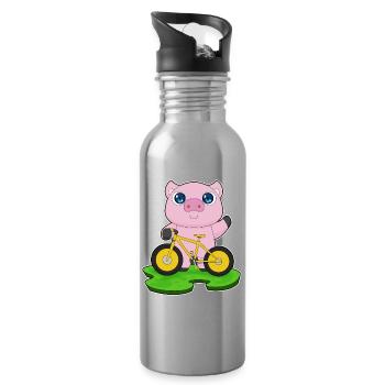 Vélo de cochon - Gourde avec paille intégrée - argent clair - Droite