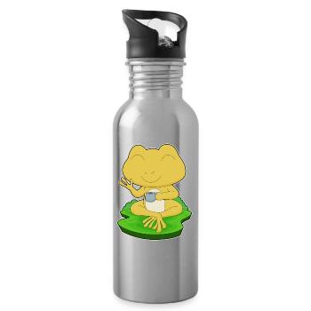 Frog Cup of Coffee - Water bottle with straw - silver - Right