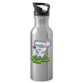 Mouse Halloween Mummy - Water bottle with straw - silver - Right