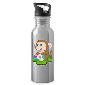 Affe Ostern Ostereier - Trinkflasche mit integriertem Trinkhalm - Lightsilver - Rechts