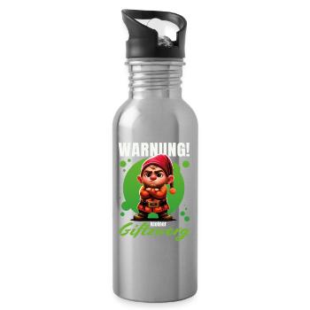 Warnung! Kleiner Giftzwerg – Grummeliger Zwerg - Trinkflasche mit integriertem Trinkhalm - Lightsilver - Rechts