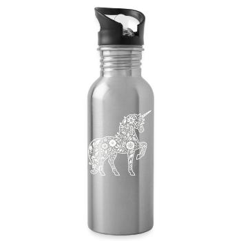 Fantasy Unicorn Horse Fans Unicorn Lovers - Water bottle with straw - silver - Right