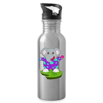Elephant Clown - Water bottle with straw - silver - Right