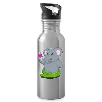Elefant Waffeleis - Trinkflasche mit integriertem Trinkhalm - Lightsilver - Rechts