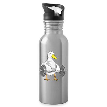 Culturiste Canard Bodybuilder Barbell Bodybuilding - Gourde avec paille intégrée - argent clair - Droite