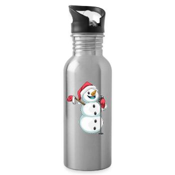 Snowman Christmas Singing - Water bottle with straw - silver - Right
