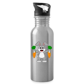 Carottes lapin - Gourde avec paille intégrée - argent clair - Droite
