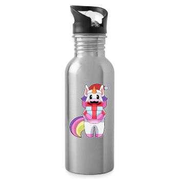 Forfait Noël Licorne - Gourde avec paille intégrée - argent clair - Droite