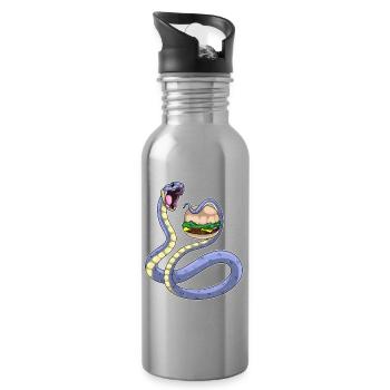 Schlange Cheeseburger - Trinkflasche mit integriertem Trinkhalm - Lightsilver - Rechts