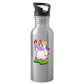 Unicorn Torch - Water bottle with straw - silver - Right