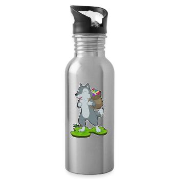 Loup Errant de Pâques - Gourde avec paille intégrée - argent clair - Droite