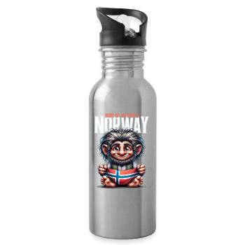 Norwegischer Troll mit Flagge – Heimat der Trolle - Trinkflasche mit integriertem Trinkhalm - Lightsilver - Rechts